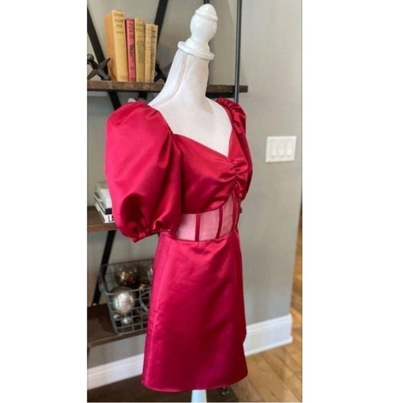 Autumn Adeigbo Clarette corset Dress Deep Red Womens mini Size 10 NEW - Picture 6 of 12